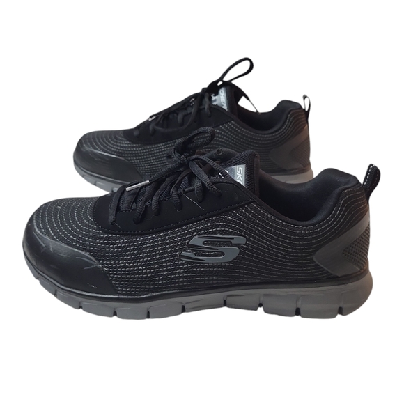 Skechers slip resistant alloy toe memory foam air cooled Synergy Wingo Work Shoe - Picture 3 of 16